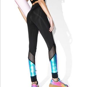 Black Terez metallic fishnet leggings Large